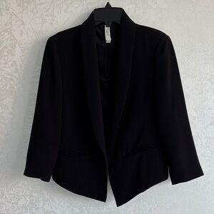Mural Curve Open Front Shawl Collar Black Tuxedo Style Blazer Jacket XS